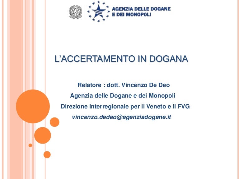 SCARICARE BOLLA DOGANALE
